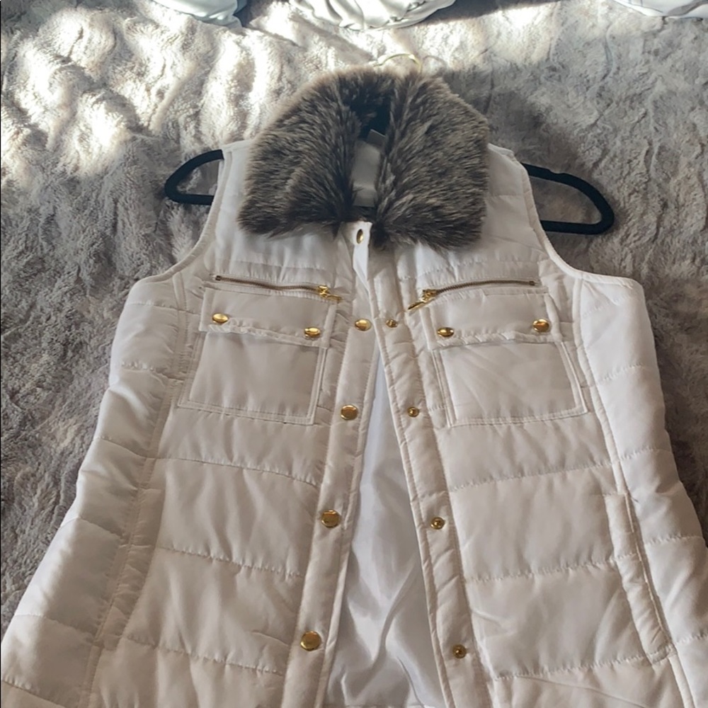 White puffer vest